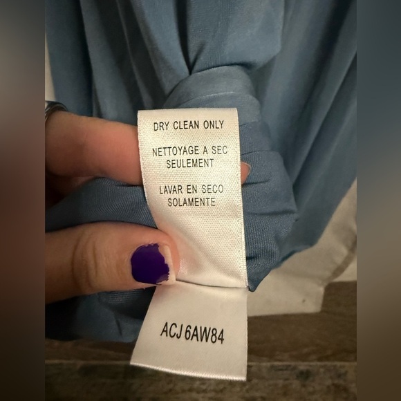 BCBGMaxAzria Blue High Neck Pleated Cross Back Maxi Dress Medium - Picture 13 of 13